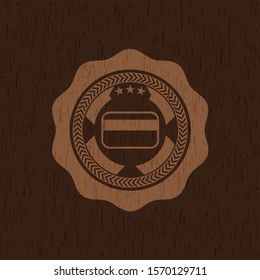 credit card icon inside wooden signboards