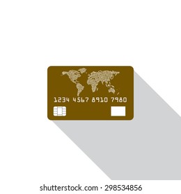  Credit card icon isolated on white background with shadow. Vector illustration. Eps10