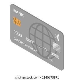 Credit card icon. Isometric of credit card vector icon for web design isolated on white background