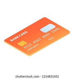 Credit card icon. Isometric of credit card vector icon for web design isolated on white background