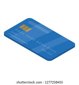Credit card icon. Isometric of credit card vector icon for web design isolated on white background