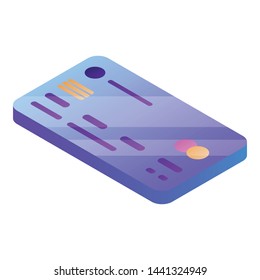 Credit card icon. Isometric of credit card vector icon for web design isolated on white background