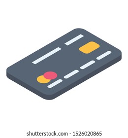 Credit card icon. Isometric of credit card vector icon for web design isolated on white background