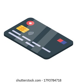 Credit card icon. Isometric of credit card vector icon for web design isolated on white background