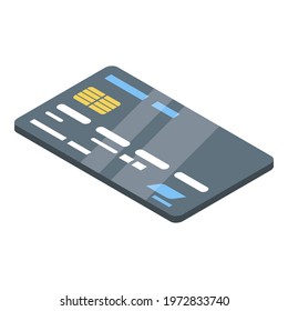 Credit card icon. Isometric of credit card vector icon for web design isolated on white background