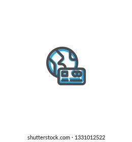 Credit Card Icon Line Design. E Commerce icon vector illustration design