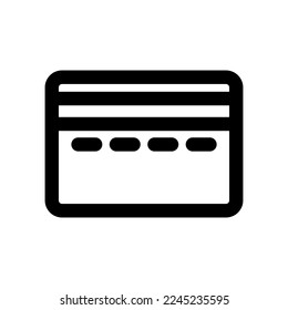 Credit card icon line isolated on white background. Black flat thin icon on modern outline style. Linear symbol and editable stroke. Simple and pixel perfect stroke vector illustration.