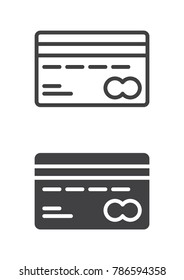 Credit card icon, line and solid version, outline and filled vector sign, linear and full pictogram isolated on white. Payment option symbol, logo illustration. Pixel perfect vector graphics