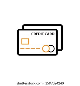 Credit card icon. Line and two colour design template