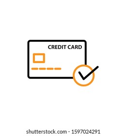 Credit card icon. Line and two colour design template