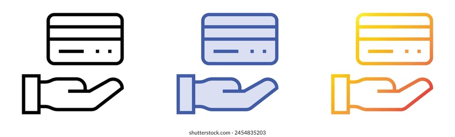 credit card icon. Linear, Blue Fill and Gradient Style Design Isolated On White Background