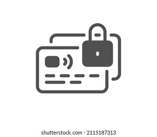 Credit card icon. Locked bank money payment sign. Non-cash pay symbol. Classic flat style. Quality design element. Simple card icon. Vector