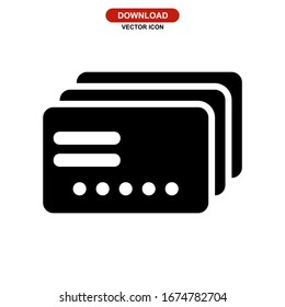Icono de tarjeta de crédito o logotipo símbolo de signo aislado Ilustración vectorial de alta calidad en negro Iconos vectoriales
