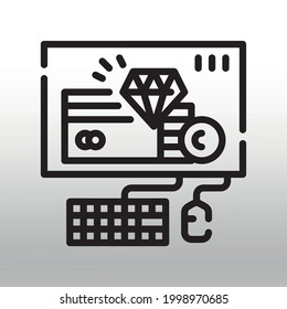 Credit Card icon or logo isolated sign symbol vector illustration,right icon in filled,thin line,outline and stroke style Collection of high quality  style ,gradient white  black background