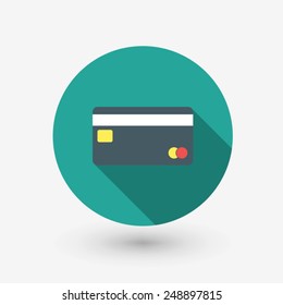credit card icon with long shadows in flat design