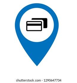 credit card icon and map pin. logo concept. Designed for your web site design, logo, app, UI