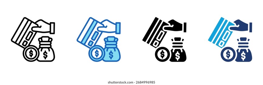 Ícone Cartão de crédito Ilustração de vetor de vários estilos