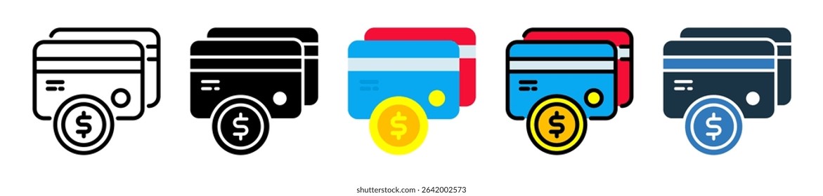Credit Card Icon Multiple Style Vector Illustration