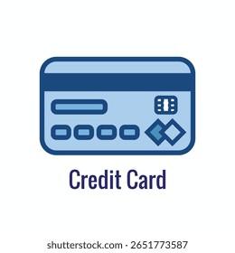 Credit Card Icon with Name Address Logo and Chip Reader EMV Design