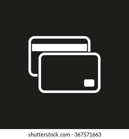 Credit card  icon  on black background. Vector illustration.