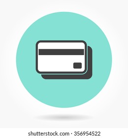Credit card  icon  on green background. Vector illustration.
