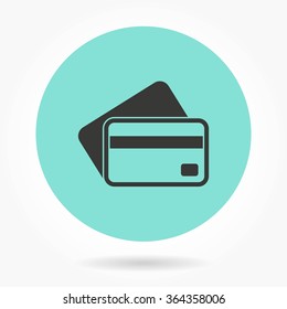 Credit card icon  on green background. Vector illustration.