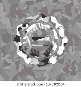 credit card icon on grey camouflage pattern