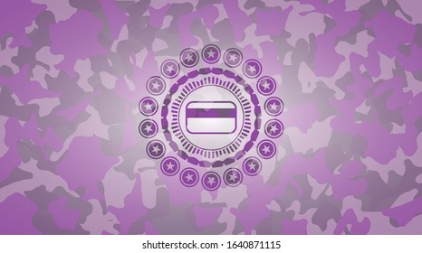 credit card icon on pink camo pattern