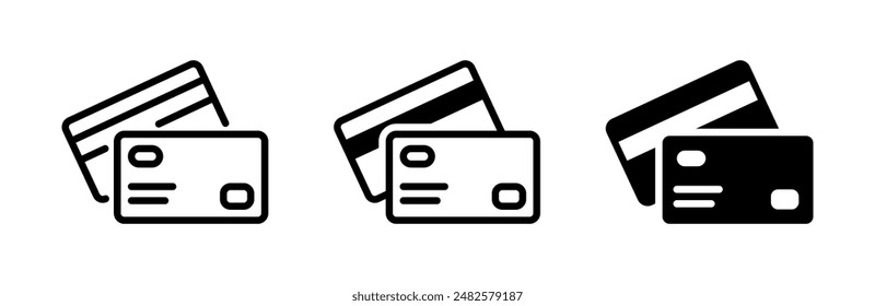 Credit card icon. Online payment vector illustration. Plastic debit card two sides symbol. Banking sign. Money transfer pictogram isolated.