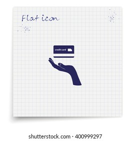 Credit card icon. Open hand illustration.