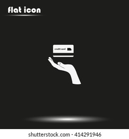 Credit card icon. Open hand illustration.