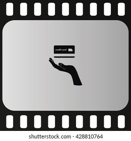 Credit card icon. Open hand illustration.