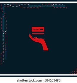 Credit card icon. Open hand illustration.