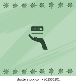 Credit card icon. Open hand illustration.