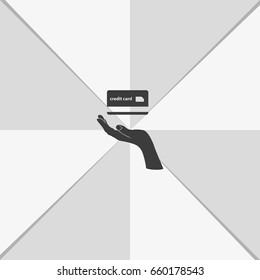 Credit card icon. Open hand illustration.