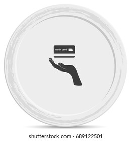 Credit card icon. Open hand illustration.