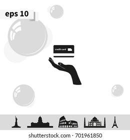 Credit card icon. Open hand illustration.