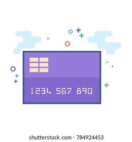 Credit card icon in outlined flat color style. Vector illustration.