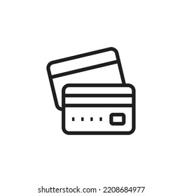 credit card icon, payment symbol, design for app, web. white background line design.
