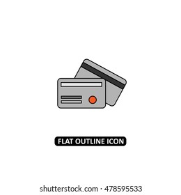 Credit card icon. Plastic card.
