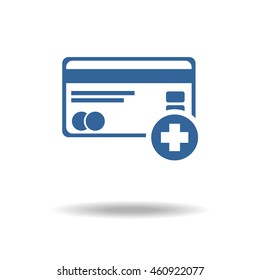 Credit card icon with plus, accept concept, help support, medical support
