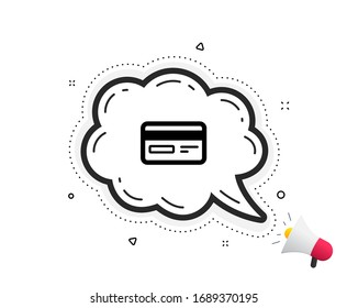Credit card icon. Quote speech bubble. Bank payment method sign. Online Shopping symbol. Quotation marks. Classic credit card icon. Vector