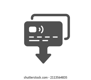 Credit card icon. Send money payment sign. Receive transaction symbol. Classic flat style. Quality design element. Simple card icon. Vector