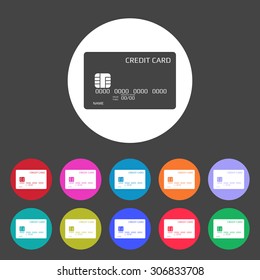 Credit card icon. Set of colored icons.