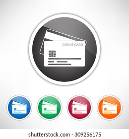 Credit card icon. Set of colored icons.