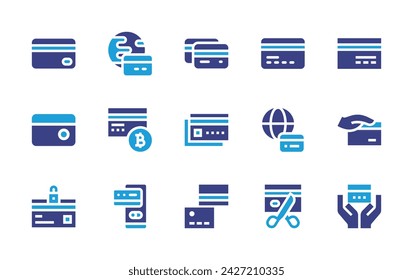 Credit card icon set. Duotone color. Vector illustration. Containing credit card, payment, bankruptcy.