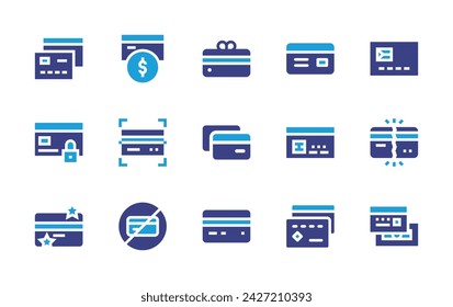 Credit card icon set. Duotone color. Vector illustration. Containing debit card, gift, credit card, payment, no credit card.