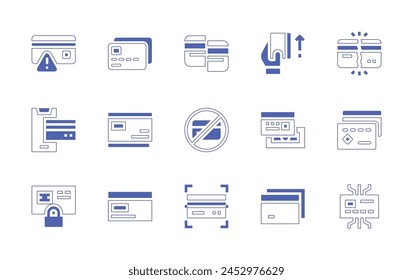 Credit card icon set. Duotone style line stroke and bold. Vector illustration. Containing credit card, card, no credit card, online payment.