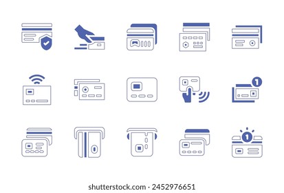 Credit card icon set. Duotone style line stroke and bold. Vector illustration. Containing credit card, contactless.