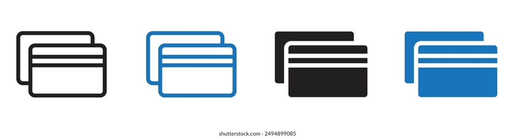 Credit card icon set linear thin line icon graphics set